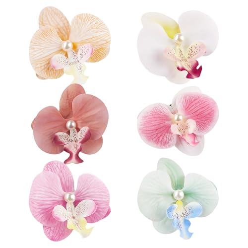 Plumeria Haarspangen aus Stoff, Orchideen, Haarspangen für Damen, Strand, Event, Outfit, Brautfrisur, alle passenden Dekorationen, Accessoires, 6 Stück von TEMOOUES