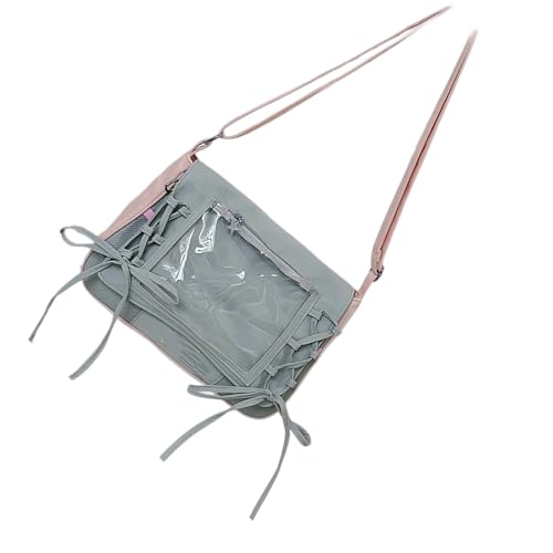 TEMOOUES 1. Japanisch inspirierte, transparente Umhängetasche mit abnehmbaren Schleifen, mehrere Taschen für Cosplay und Reisen, modische Schleifen, transparente Handtasche, a, One Size von TEMOOUES