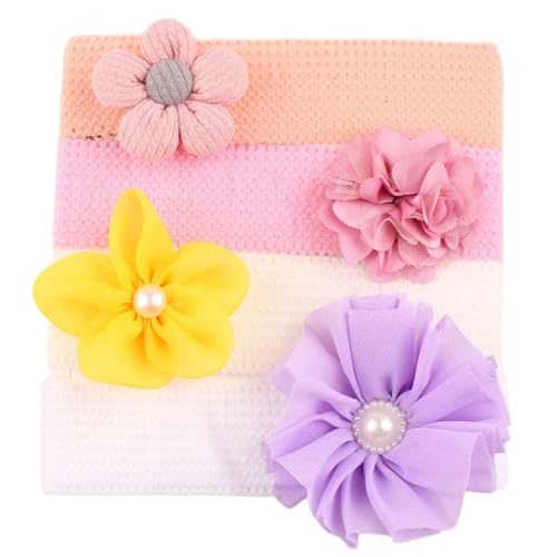 TEMOOUES 4 Stück Blumen Stirnband aus weichem Stoff für 0-3 Jahre Kinder Geburtstag Schulaktivitäten von TEMOOUES