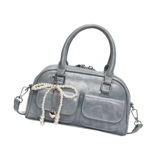 TEMOOUES Elegante Umhängetasche mit Schleife, praktische PU-Schultertasche mit geräumigem Zubehör für verschiedene Anlässe, Abendtasche, blau, One Size von TEMOOUES