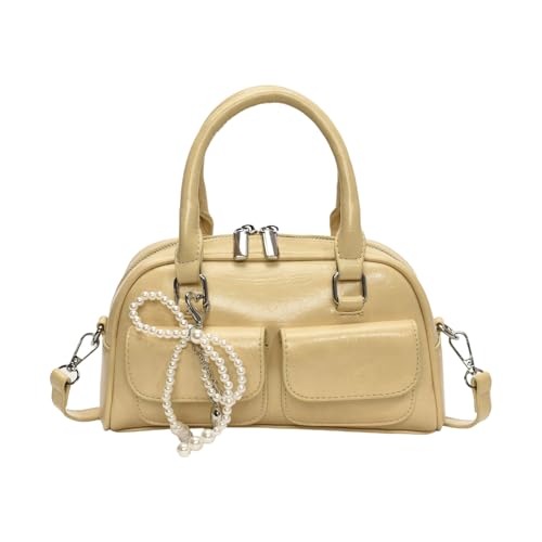 TEMOOUES Elegante Umhängetasche mit Schleife, praktische PU-Schultertasche mit geräumigem Zubehör für verschiedene Anlässe, Abendtasche, gelb, One Size von TEMOOUES