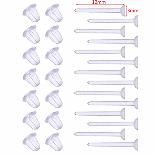 TEMOOUES For Creative 100 Set Clear Earrings Post Earrings Silicone Earring Backs Ear Studs Piercing Retainers For Women Earring Posts And Backs von TEMOOUES