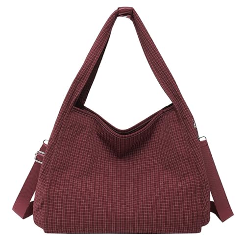 TEMOOUES Große Kapazität Umhängetasche für Frauen in trendigem Waffeldruck Shopper Handtasche für Einkäufe Pendeln und Partys Waffel Druck Handtasche, rot, One Size von TEMOOUES