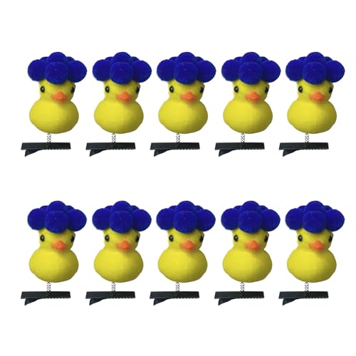 TEMOOUES Haarspangen mit zartem Blumenmotiv, gelbe Ente, geeignet für Kinder, Jugendliche und Liebhaber von Cartoon-Stilen, 10 Stück von TEMOOUES