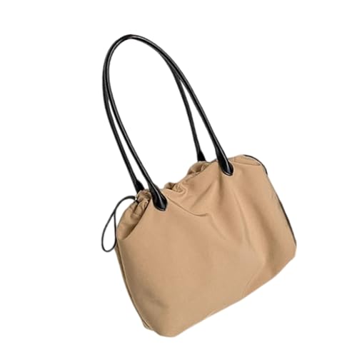 TEMOOUES Leichte Nylon-Umhängetasche für Damen, Unterarmtaschen mit Kordelzug-Verschluss für den täglichen Pendeln oder Freizeiteinkäufe, lässige Schultertasche, khaki, One Size von TEMOOUES