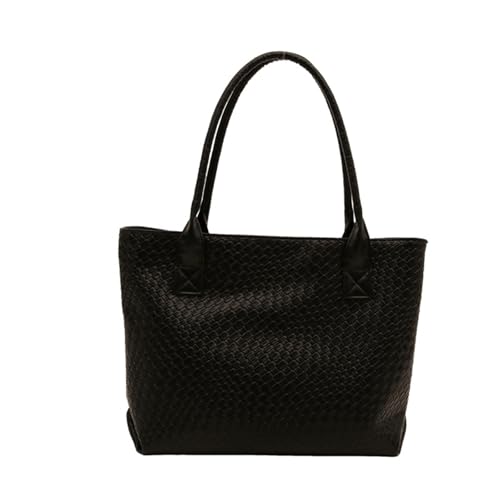 TEMOOUES Mode Handtasche PU Leder Damen Umhängetasche mit ergonomischen Designs Große Unterarmtaschen Geeignet für den täglichen Gebrauch Mode Strandtasche, Schwarz , One Size von TEMOOUES