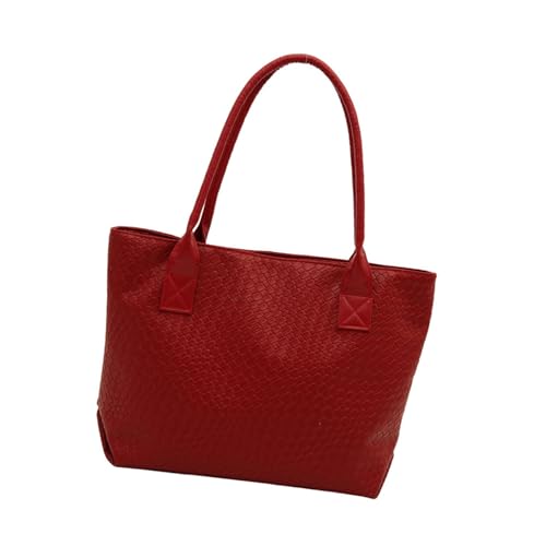 TEMOOUES Mode Handtasche PU Leder Damen Umhängetasche mit ergonomischen Designs Große Unterarmtaschen Geeignet für den täglichen Gebrauch Mode Strandtasche, rot, One Size von TEMOOUES