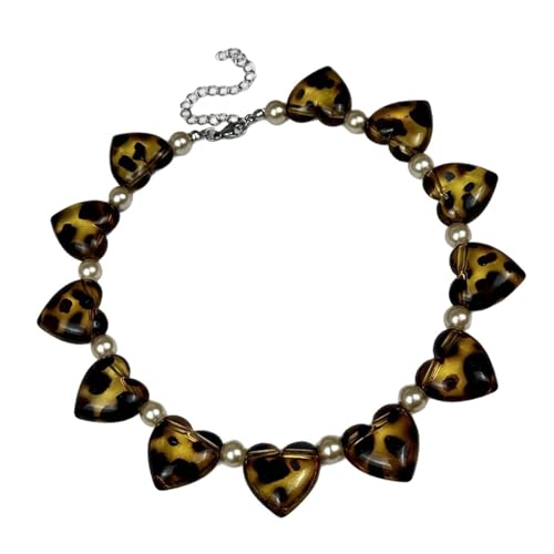 TEMOOUES Moderne Geometrische Perlen & Acrylheizkette Halskette Anpassbare Länge Modeschmuck Für Einzigartige Stilliebhaber von TEMOOUES