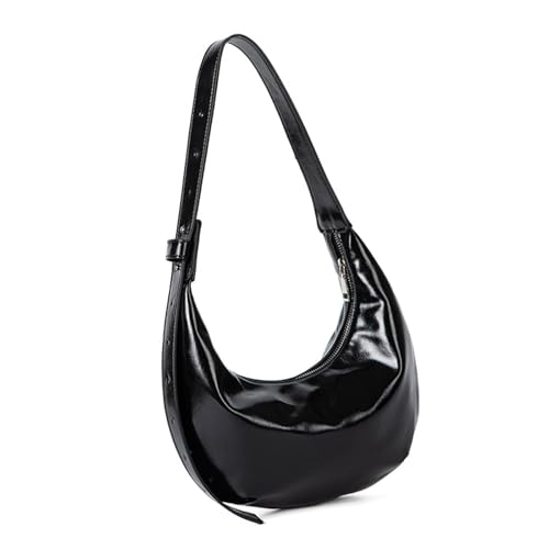 TEMOOUES Moderne Umhängetasche aus PU-Leder mit verstellbarem Riemen, Unterarmtaschen für Reisen oder Arbeit, Verwendung mit Tragegriff oben, Schwarz , One Size von TEMOOUES