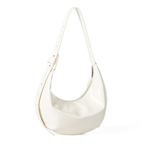 TEMOOUES Moderne Umhängetasche aus PU-Leder mit verstellbarem Riemen, Unterarmtaschen für Reisen oder Arbeit, Verwendung mit Tragegriff oben, weiß, One Size von TEMOOUES