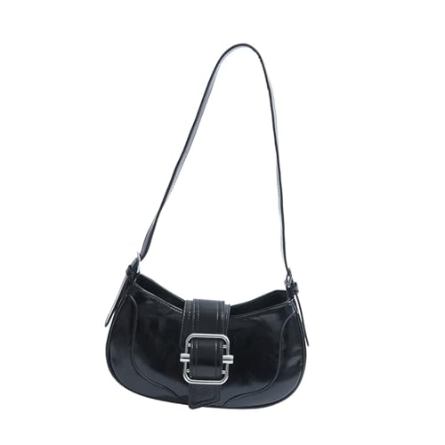 TEMOOUES Modische Umhängetasche, elegante PU-Leder-Unterarm-Geldbörse, Handtasche mit geräumigem Innenraum, für Mode-Enthusiasten, Schwarz , One Size von TEMOOUES