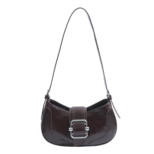 TEMOOUES Modische Umhängetasche, elegante PU-Leder-Unterarm-Geldbörse, Handtasche mit geräumigem Innenraum, für Mode-Enthusiasten, coffee, One Size von TEMOOUES