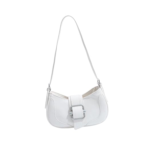 TEMOOUES Modische Umhängetasche, elegante PU-Leder-Unterarm-Geldbörse, Handtasche mit geräumigem Innenraum, für Mode-Enthusiasten, weiß, One Size von TEMOOUES