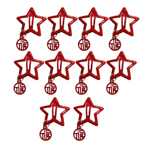 TEMOOUES Neujahrs-Haarspange mit Segensymbol-Anhänger, Seitenclip, Neujahrsstern, süßer Segen, Balletcore, süße, coole Foto-Requisiten von TEMOOUES