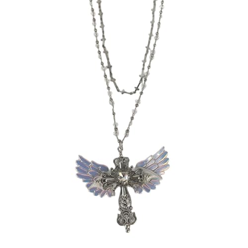 TEMOOUES Punk Retro Legierung Halskette Aufwendig Geschnitzte Kreuze Anhänger Einstellbare Länge Unisex Gothic Halskette von TEMOOUES