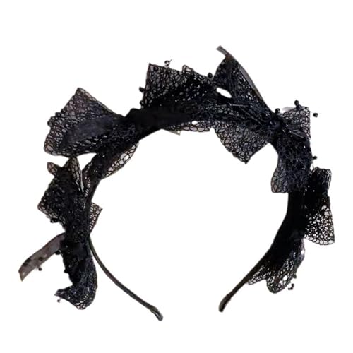 TEMOOUES Spitzenschleifen, Haarband mit Perlen, Kopfschmuck für Damen und Mädchen, Haarschmuck für Partys und Hochzeiten von TEMOOUES