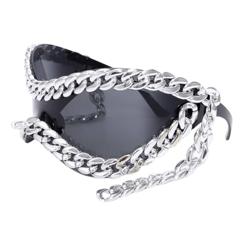 TEMOOUES Stilvolle Damen-Sonnenbrille mit elegantem Metallkettenrahmen für verschiedene Anlässe, den täglichen Gebrauch und Punk-Party-Brillen, a von TEMOOUES