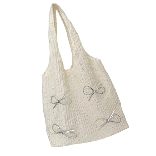 TEMOOUES Stilvolle Schultertasche mit Punktschleifen, leichte Polyester-Unterarmtasche, lässige Handtasche für Damen, für den täglichen Gebrauch, Polyester-Schultertasche von TEMOOUES