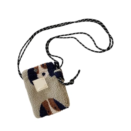 TEMOOUES Stilvolle Schultertasche mit unverwechselbarem Punktemuster, Plüsch-Umhängetasche für den täglichen Gebrauch und Freizeit, Reisen, einzigartiges Design, Hellgrüner Welpe, One Size von TEMOOUES