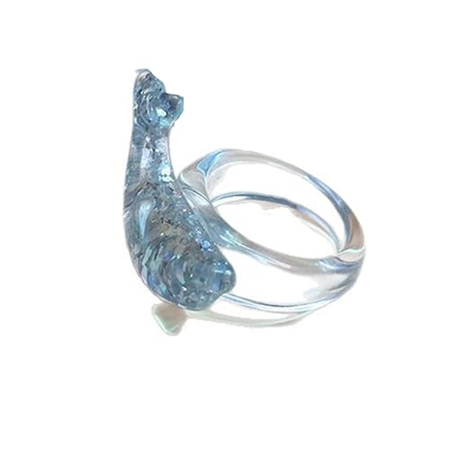 TEMOOUES Stilvolle glitzernde Ringe mit Delfinform und bequemer Passform, Accessoire-Design für Damen und Herren, schimmerndes Statement, Einheitsgröße, Wie beschrieben, Wie beschrieben von TEMOOUES