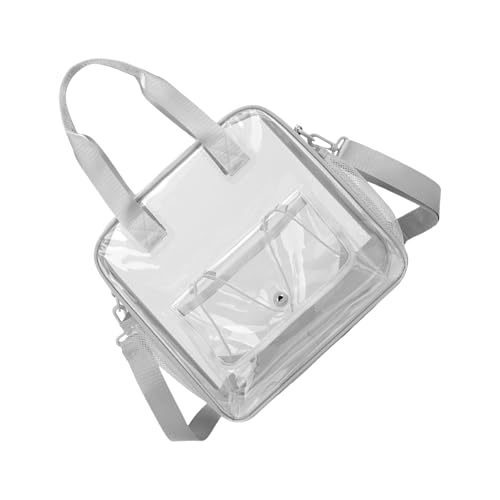 TEMOOUES Transparente PVC-Mehrzweck-Umhängetasche für Urlaub, Sport und den täglichen Gebrauch, leicht und praktisch, wasserabweisend, transparente Strandtasche, grau, One Size von TEMOOUES