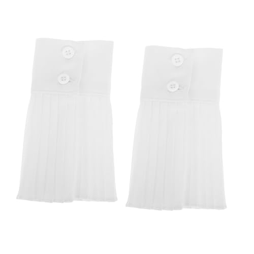 TEMPNAP 1 Paar Abnehmbare Chiffon Manschetten mit Rüschen und Perlen für Damen Dekorative Falsche Ärmelaccessoires Plissee Details für Hochzeitskleider und Besondere Anlässe von TEMPNAP
