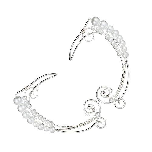 TEMPNAP 1 Paar Ohrringe für Damen Elf Ohren Manschetten Ohrclips mit Perlen nicht Durchstechbare Ohrhänger und Leichte Ohrschmuck für Verschiedene Anlässe von TEMPNAP