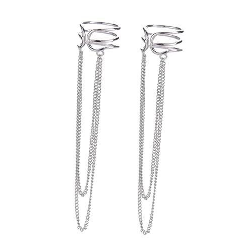 TEMPNAP 1 Paar Schmuck für Frauen Silber Ohrringe mit Langen Quasten Ohrmanschetten für Verschiedene Anlässe Perfektes Geburtstagsgeschenk für Frauen von TEMPNAP