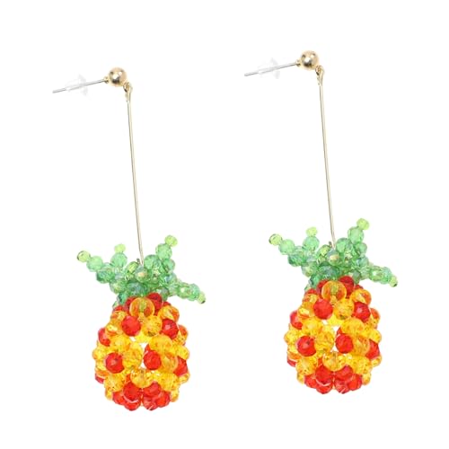 TEMPNAP 1 Paar Silber Ohrringe mit Fruchtigem Design Erdbeer und Ananas Ohrringe für Frauen und Mädchen Vielseitiger Schmuck für von TEMPNAP