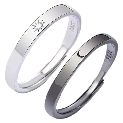 TEMPNAP Verstellbare Ringe Für Sonne Und Mond Dekorativem Muster Glatte Form Langlebig Und Kratzfest Als Jubiläumsgeschenk von TEMPNAP