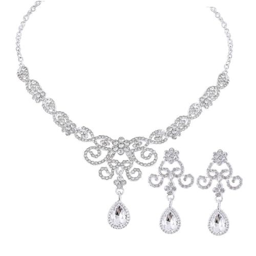 TEMPNAP 1 Satz Schmuckset für Damen Halskette und Ohrringe mit Strass für Hochzeiten Geburtstagsfeiern und Besondere Anlässe Teiliges Set für Bräute und Frauen TEMPNAP 1 Satz Schmuckset für Damen Halskette und Ohrringe mit Strass für Hochzeiten Geburtstagsfeiern und Besondere Anlässe Teiliges Set für Bräute und Frauen von TEMPNAP