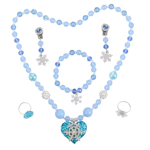 TEMPNAP Schmuckset Für Mädchen Mit Halskette Und Perlenarmband Im Design Blauer Schneeflocke Partygeschenke Für Junge Mädchen Ohrringe Und Ringe Inklusive Aus Hochwertigem Geruchsneutral u von TEMPNAP