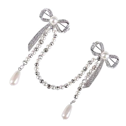 TEMPNAP 1 Stück Damen Brosche mit Quasten und Perlen Kette Eleganter Brustpin Legierung Stilvoller Schmuck für Kleider und Pullover von TEMPNAP