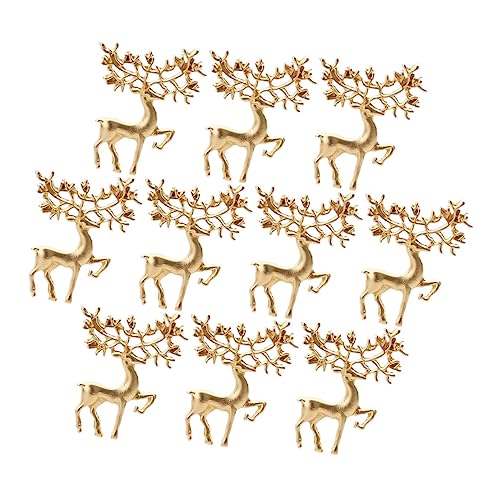 TEMPNAP 10 Stück Teiliges Elk Broschen Weihnachtsbroschen aus Legierung Mattgoldene Rentier-Anstecker Modische Kragenknöpfe für Kleidung Schals Taschen und Kostümdekoration von TEMPNAP