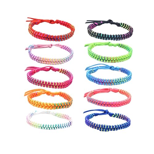TEMPNAP 10Stücke Teiliges Handgewebte Armbänder Bunten Farben Verstellbares Unisex Handgelenkseil für Männer Frauen für von TEMPNAP