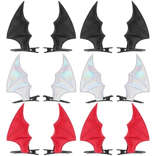 TEMPNAP 12 Stück Teiliges Teufelsflügel Haarspangen PU für Frauen Einzigartige Fledermaus Haarclips für Cosplay Partys Alltägliches Haarschmuck für Dickes Haar von TEMPNAP