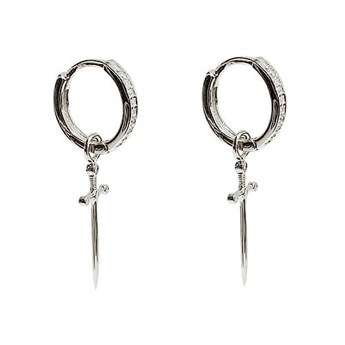 TEMPNAP 1Paar Schleifen Ohrringe mit Strasssteinen Dangle Loop Ohrschmuck für Frauen Elegantes für Besondere Anlässe Modeschmuck Weißgoldfarbe von TEMPNAP