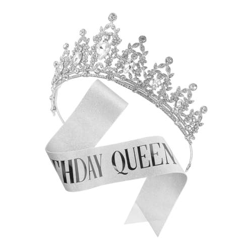 TEMPNAP 1Satz Geburtstagskrone Schärpe Set für Frauen Strassverzierungen Glamouröse Tiara Dekorative Sash für Geburtstagsfeiern Hochzeiten Besondere Anlässe von TEMPNAP