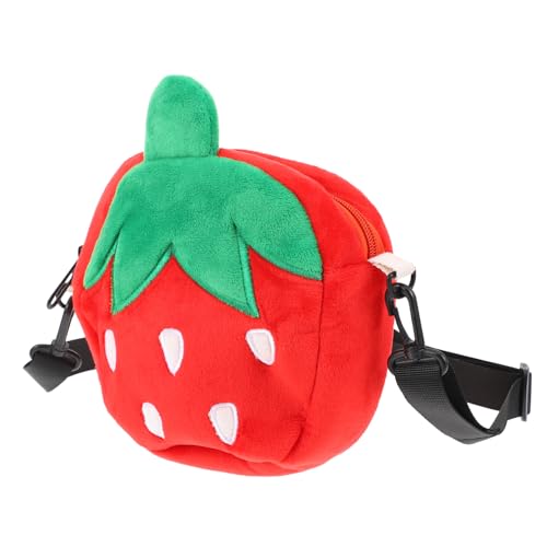 TEMPNAP 1Stück Erdbeer Plüsch Umhängetasche für Schultertasche im Erdbeer Design Leichte Crossbody für Schlüssel Karten Kleine Fasching von TEMPNAP