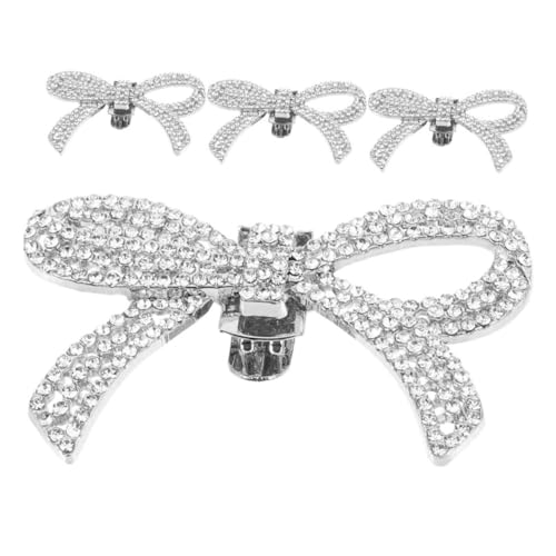 TEMPNAP 2 Paare Abnehmbare Strass Schuhclips mit Schleifenmotiv aus Zinklegierung und Kristallen Stilvolle Schuhdekoration für High Heels und Sandalen Hochzeit Party Schuhe Zubehör von TEMPNAP