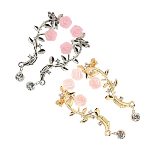 TEMPNAP 2 Paare Ohrclips Kreatives Rosenmuster Ohrschmuck Vintage Stil Ohrklemme Damen Schmuck Gold und Silber von TEMPNAP