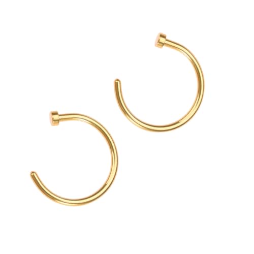 TEMPNAP 2 Stck Unisex Nasenring aus Chirurgischem Titanstahl C Förmiger Nasenpiercing Ring Hautfreundlich Polierte Oberfläche Komfortabel für Damen und Herren Goldfarben von TEMPNAP