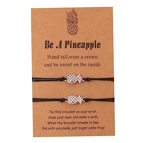 TEMPNAP 2 Stück Adjustable Pineapple Armbänder Kreative Handkette mit Segenskarte Schwarz für Partys Reisen und Täglichen Gebrauch von TEMPNAP