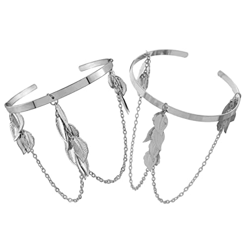 TEMPNAP 2stücke Damen Armmanschette Armreif Armmanschettenarmband Mit Blättern Metallarmband Für Frauen Charm-armband Armschmuck Dekoration von TEMPNAP