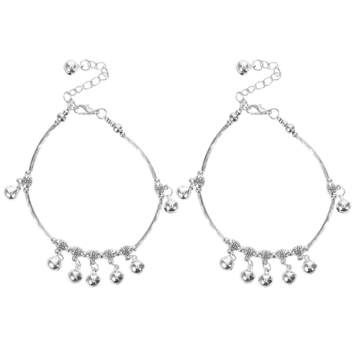 TEMPNAP 2 Stück Damen Fußkettchen Ethnische Glöckchen Fußkette Verstellbare Ankletts für Hochzeiten Tanzaufführungen und Tanzübungen Boho Stil mit Melodischem von TEMPNAP