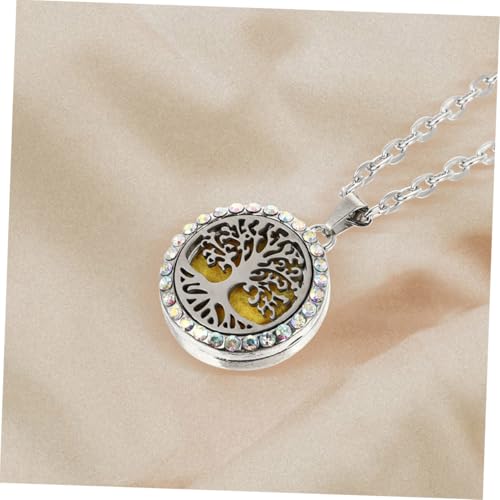 TEMPNAP 2 Stück Edelstahl Aromatherapie Halskette mit Lebensbaum Anhängern Aromadiffusor Schmuck für Damen und Herren Tragbarer Duftanhänger mit Dekorativem Design Zufällige Farbe von TEMPNAP
