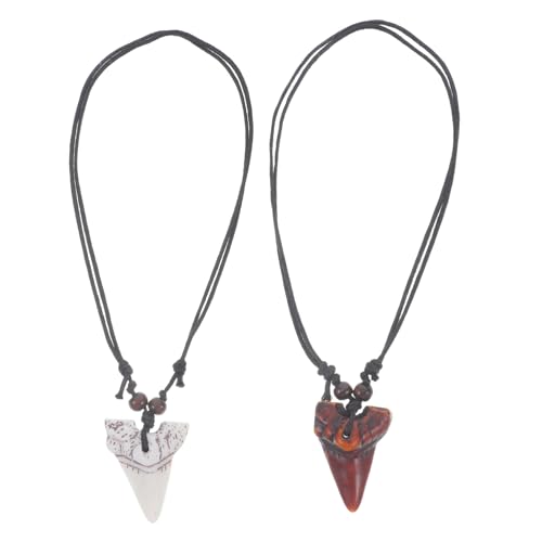 TEMPNAP 2stücke Haifischzahn Halskette Für Männer Strandhalskette Mit Anhänger Verstellbare Halsschmuck Leicht Und Langlebig von TEMPNAP