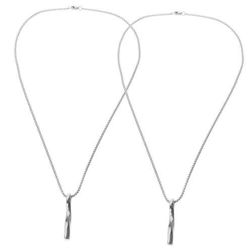 TEMPNAP 2 Stück Herren Halsketten aus Titanbeschichtetem Edelstahl Geometrischer Anhänger Robuste Hip hop Schmuckstücke Hautfreundlich Modische Halsdekoration für Alltag und Party von TEMPNAP