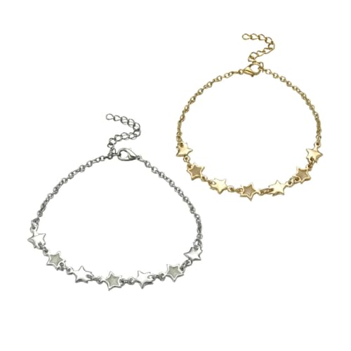 TEMPNAP 2 Stück Luminous Chain Armband für Kreative Leuchtende Sternarmbänder Verstellbare Mode Handschmuck Gold und Silber für Besondere Anlässe für Freunde von TEMPNAP