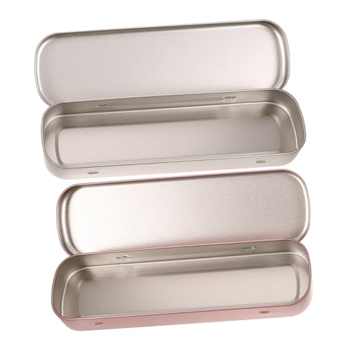 TEMPNAP 2 Stück Metall Stiftebox Kompakt Platzsparend zur Aufbewahrung von Kugelschreibern und Bleistiften in Silber und Lila für Büro Schule Schreibtisch und Rucksack von TEMPNAP